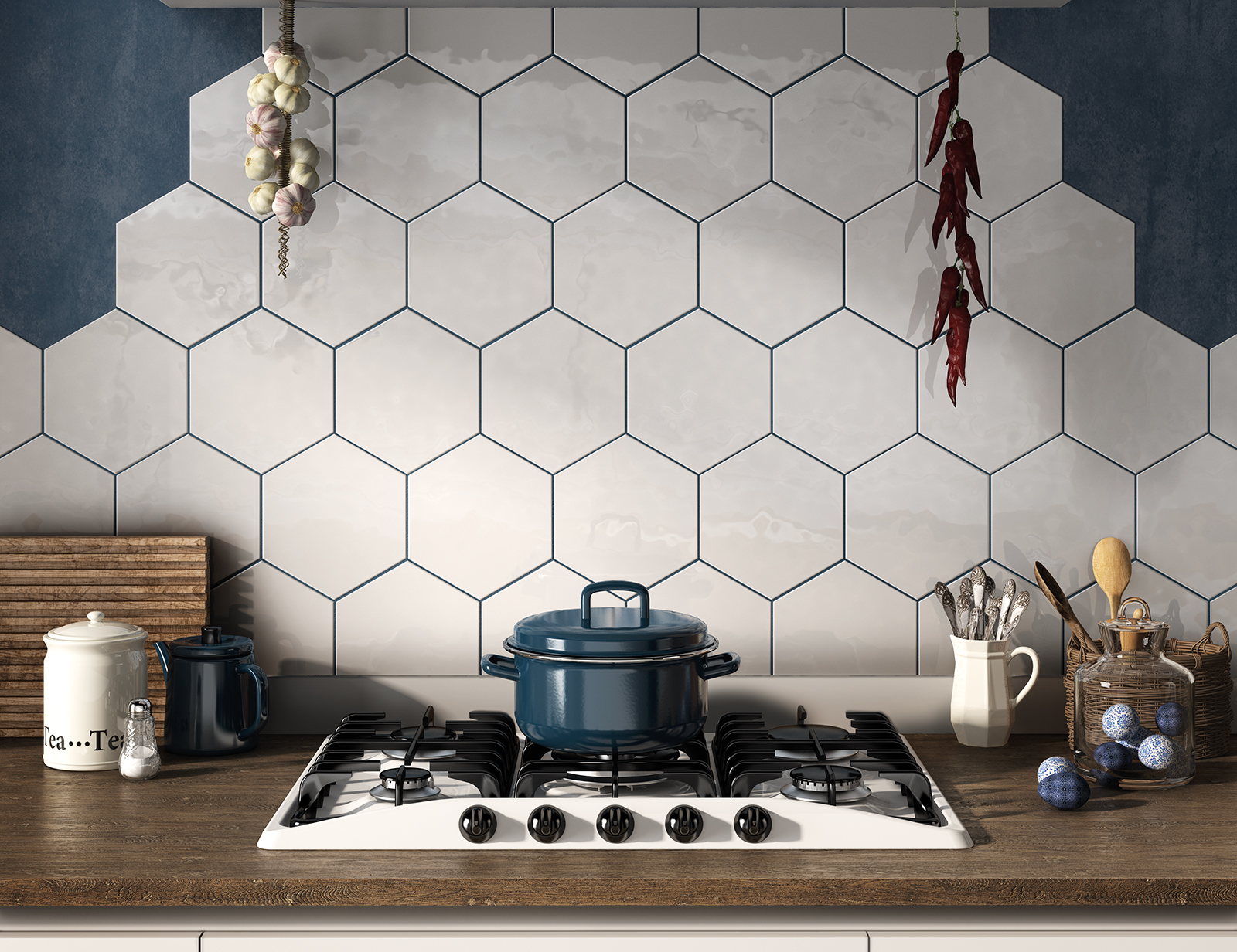 Hexatile Brillo Blanco 17,5x20 cm