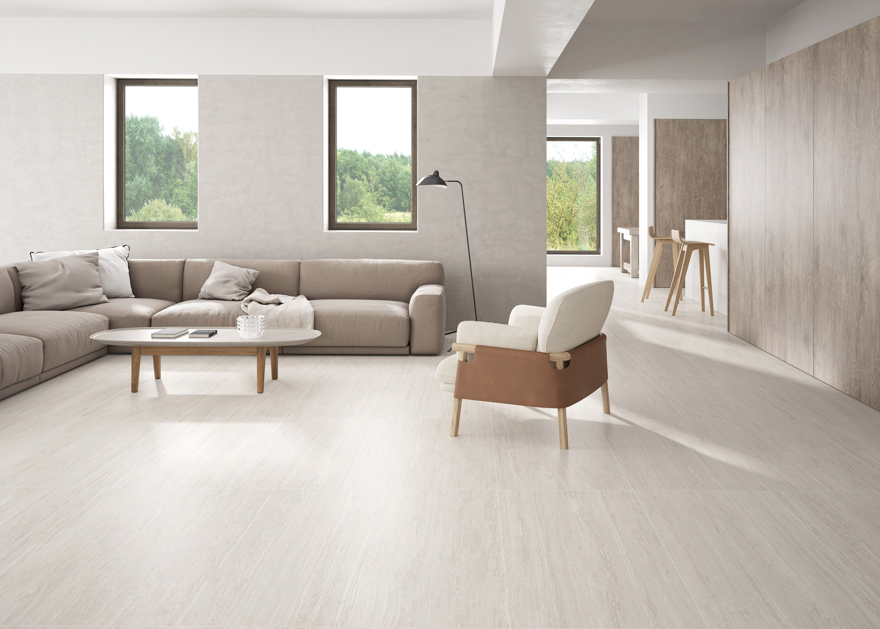 SALÓN TRAVERTINE SILVER SATIN · 60x120