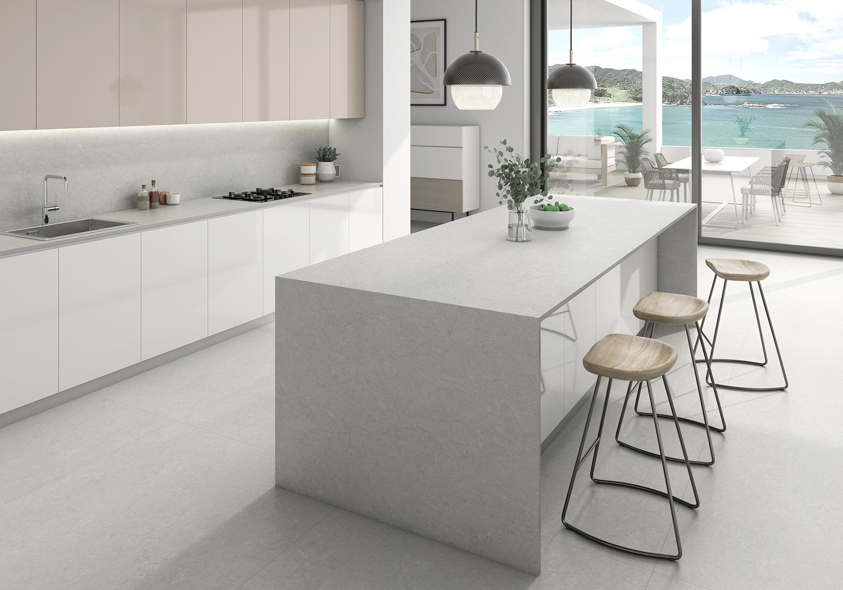 Una cocina minimalista y muy mediterránea