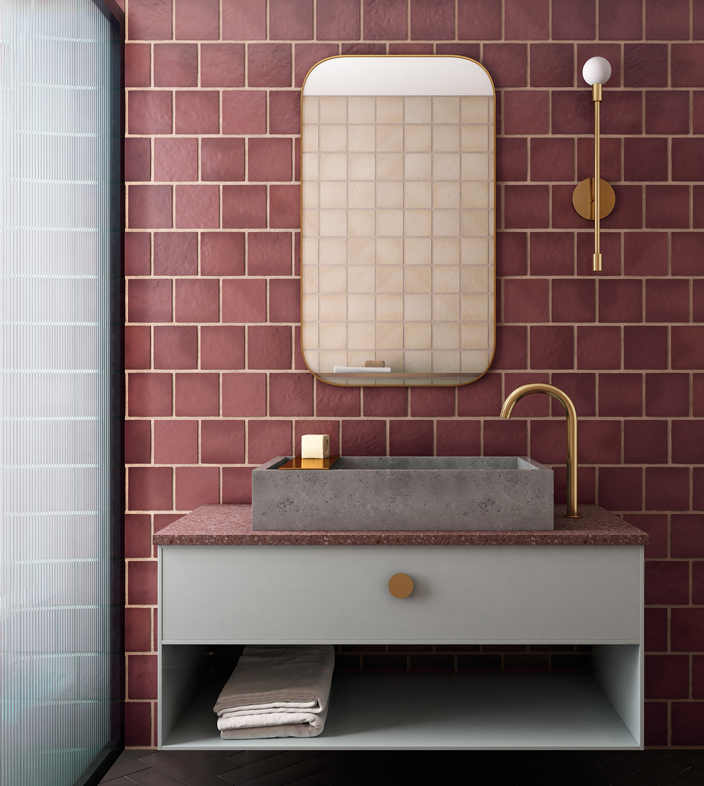 Magma Burgundy Bathroom