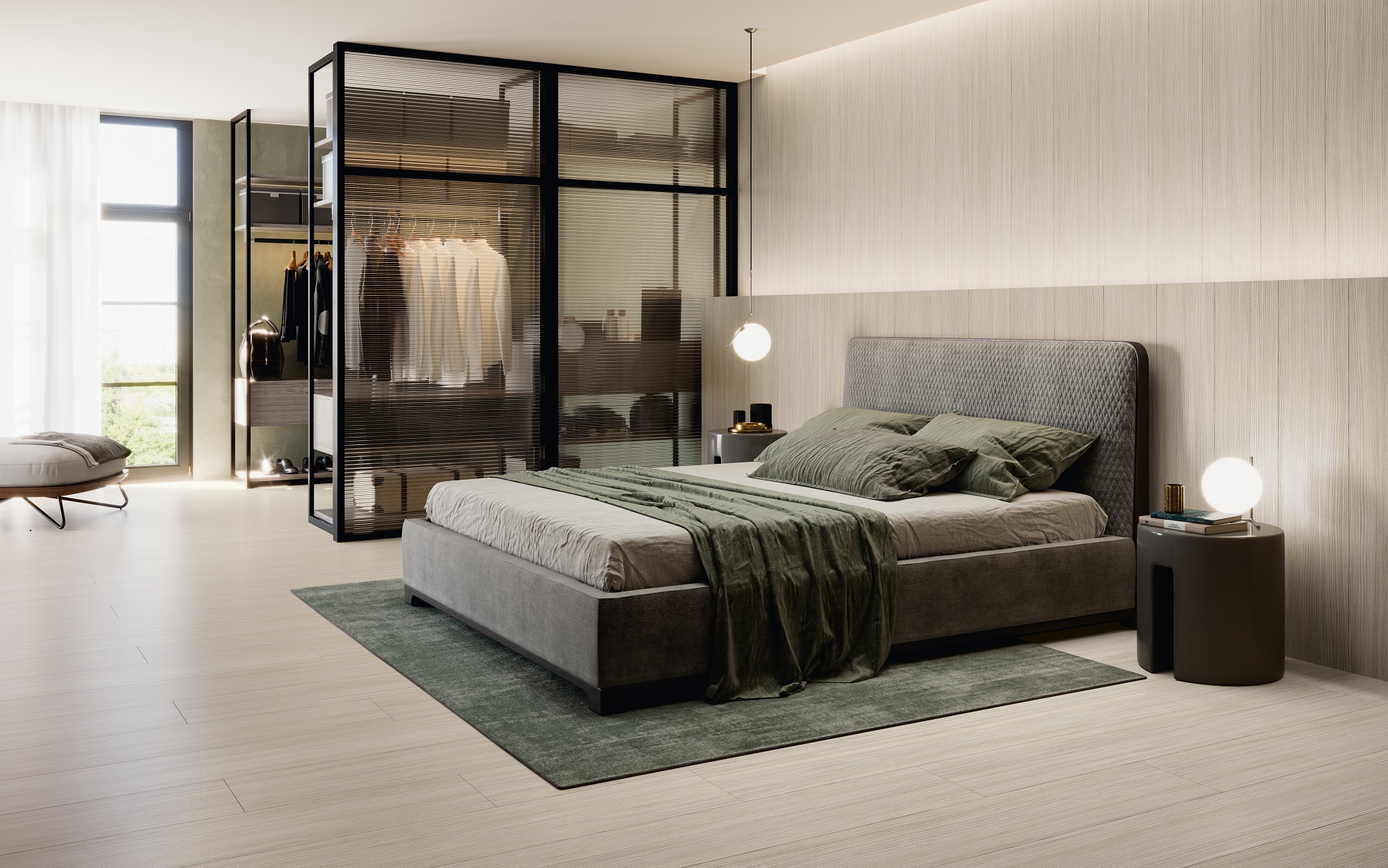 Un dormitorio de ensueño con la calidez de la madera cerámica