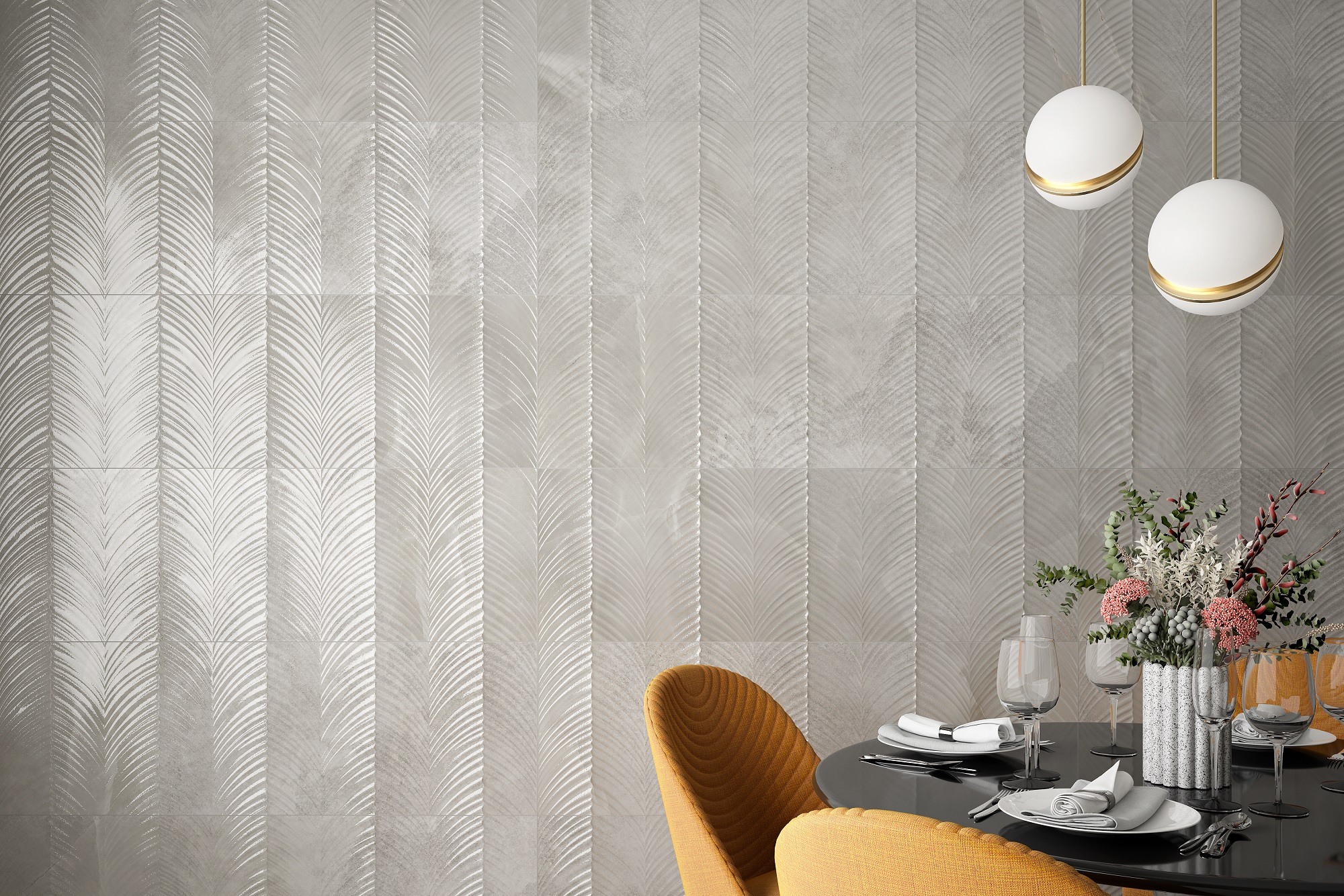 Un revestimiento efecto mármol muy refinado para interiores Mid-Century