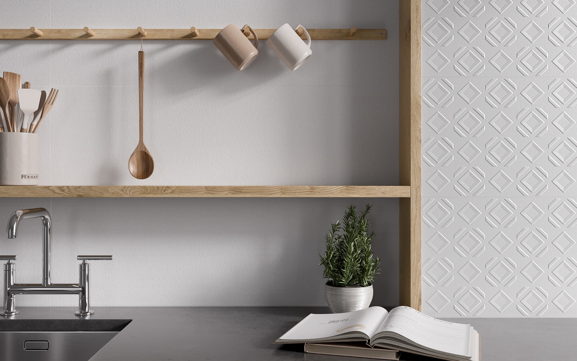 Una cocina blanca muy elegante
