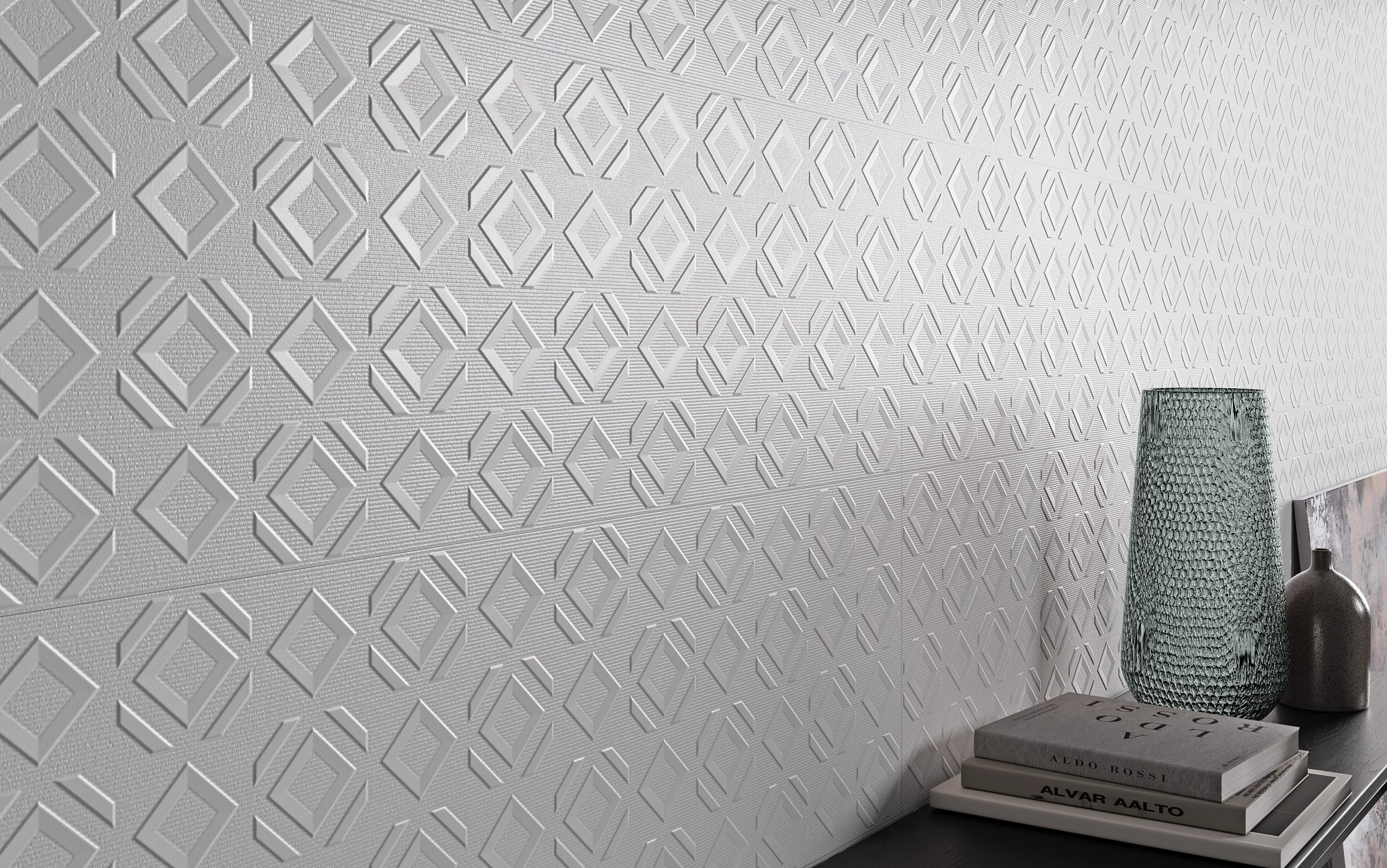 Un revestimiento geométrico en relieve para interiores exclusivos