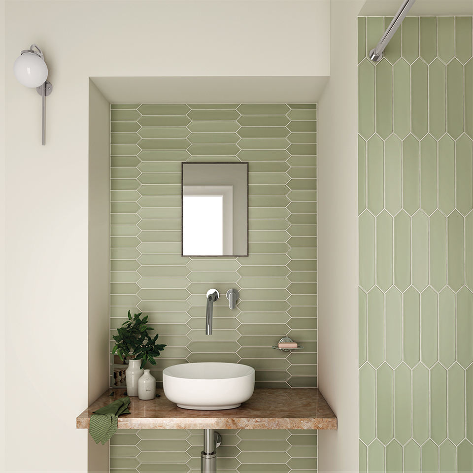 Baño relajante de tonos verdes - Lanse