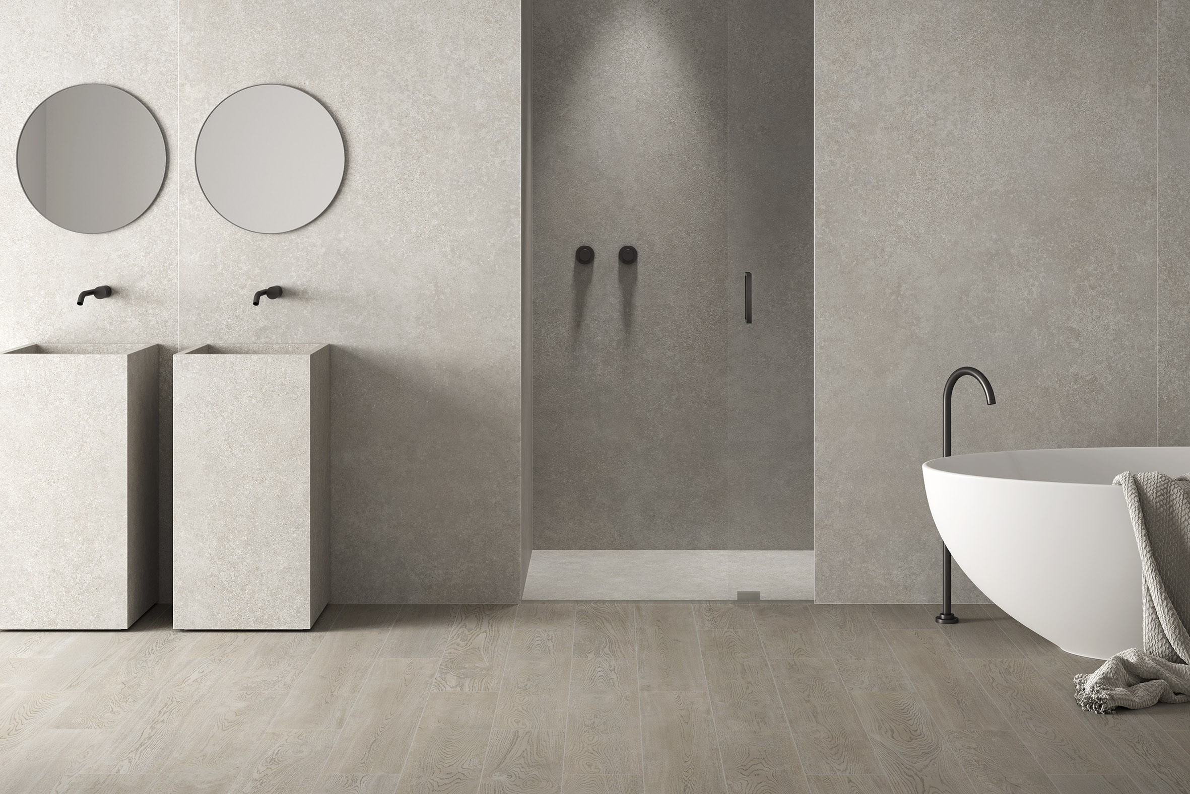 BAÑO WOODCODE SAND 20x120 · CODE SAND 120x260