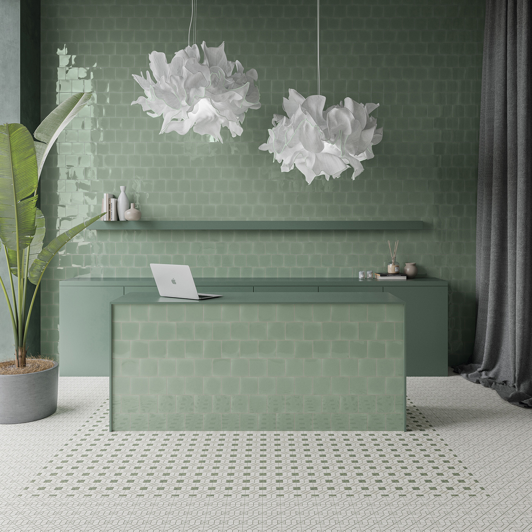 FAYENZA SQUARE FERN - SUIT MOSS Y SUIT BLANC - AMB