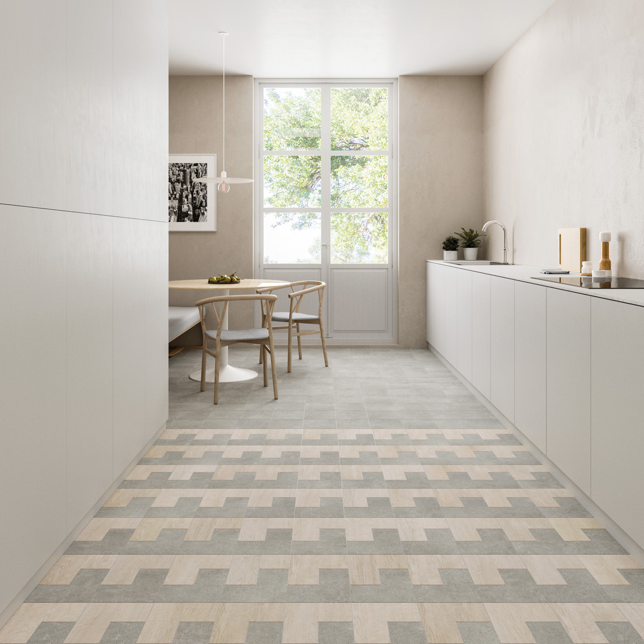 PUZZLE-Elle Floor Grey, Elle Floor Wood and Square Grey