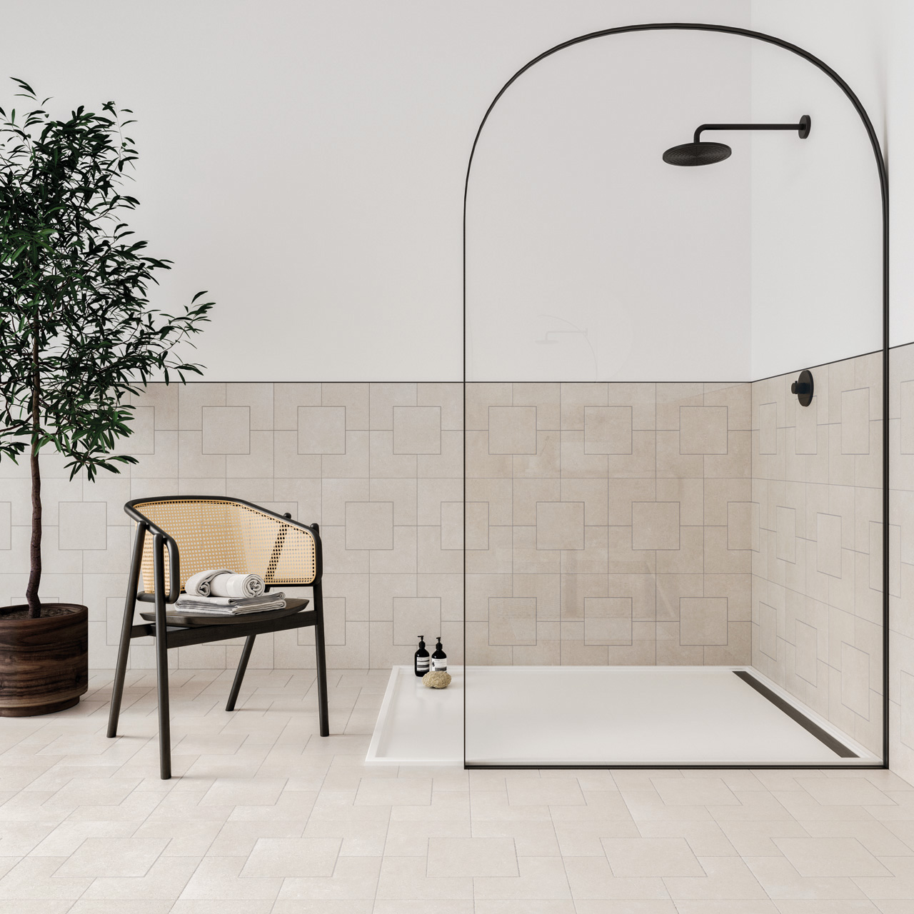 PUZZLE-ELLE FLOOR Taupe y SQUARE taupe-AMB