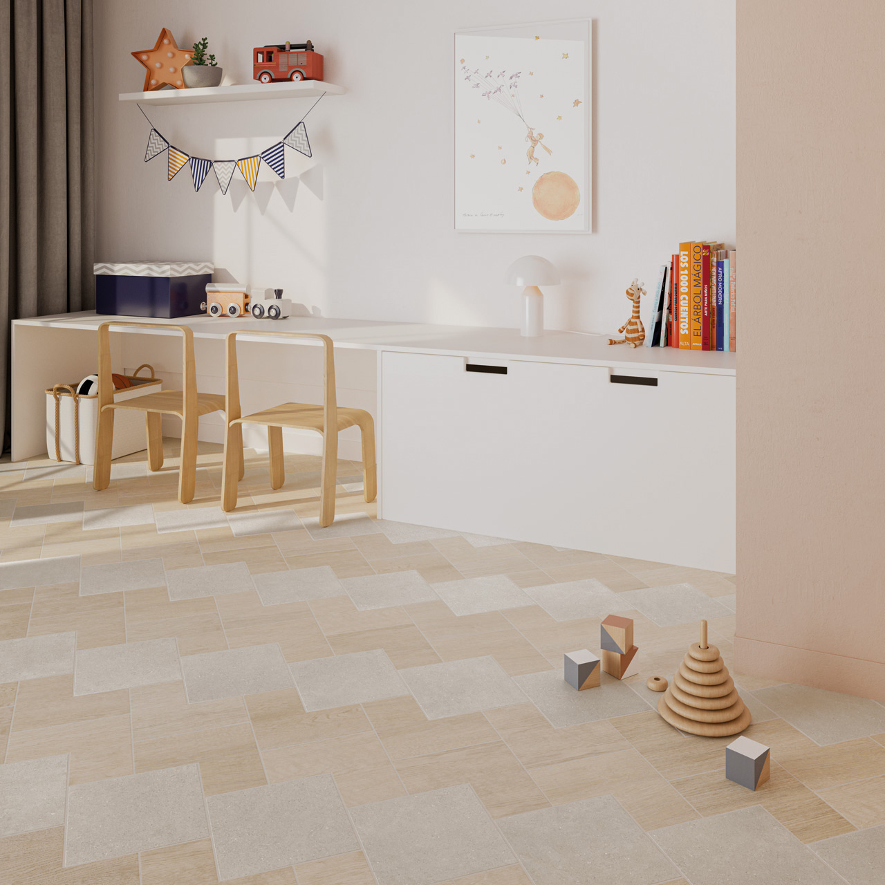 PUZZLE-ELLE FLOOR Wood y SQUARE Taupe-AMB
