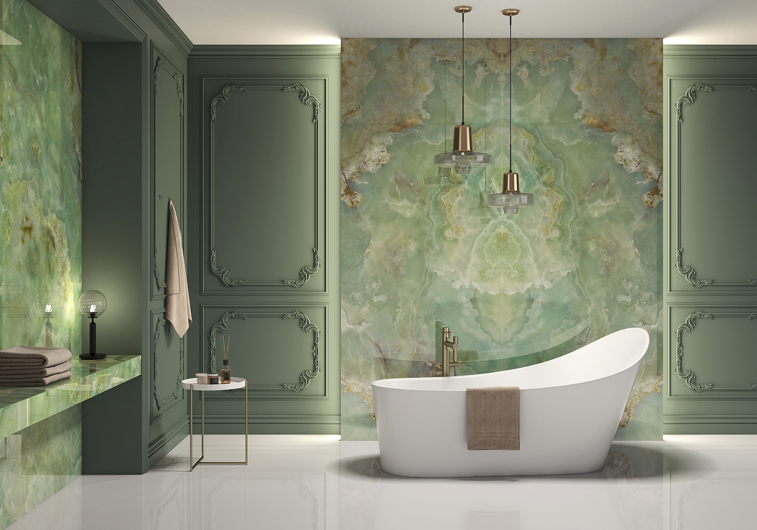 Un baño romántico con toques Green